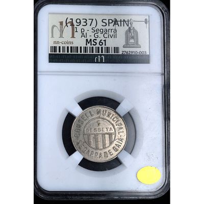 Siglo XX - 1937. Guerra Civil. 1 peseta. Segarra Gai&aacute;. Ni. EBC