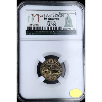 Siglo XX - 1937. Guerra Civil. 50 c&eacute;ntimos. Arahal. Ae. EBC