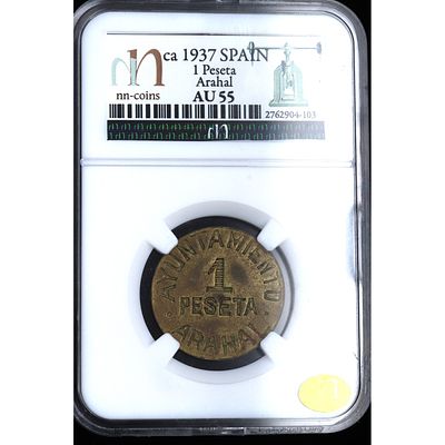 Siglo XX - ca1937. Guerra Civil. 1 peseta. Arahal. Ae. EBC