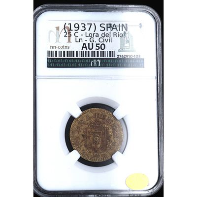 Siglo XX - 1937. Guerra Civil. 25 c&eacute;ntimios. Lora del R&iacute;o. Ae. EBC-