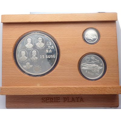 Sets y Colecciones. Espa&ntilde;a - 1997. Serie completa Aviaci&oacute;n. Tres monedas. Ag. FDC