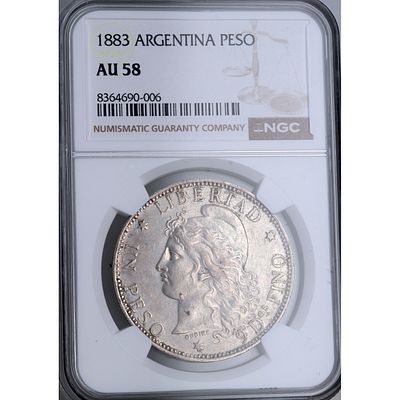 ARGENTINA - 1883. ARGENTINA. 1 peso. Ag. EBC+
