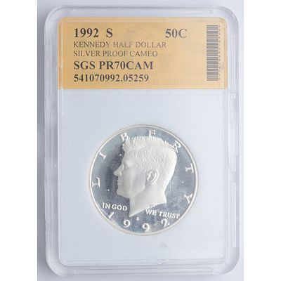 ESTADOS UNIDOS - 1992-S. &frac12; d&oacute;lar. Ag 900 mls. Ag. SC