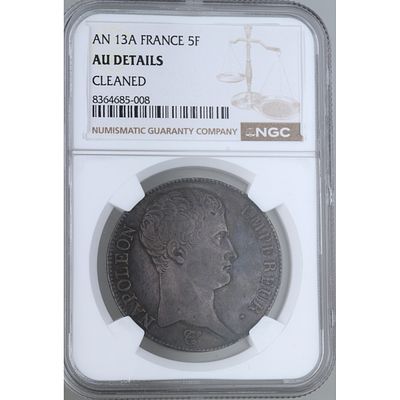 FRANCIA - AN 13A. 5 francos. Ag. EBC