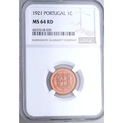 PORTUGAL - 1921. 1 c&eacute;ntimo. Cu. SC