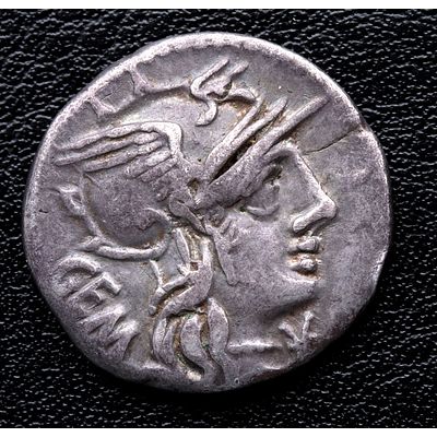 REP&Uacute;BLICA ROMANA - 132 a.C. Gens Aburia. Roma. Denario. Ag. MBC+