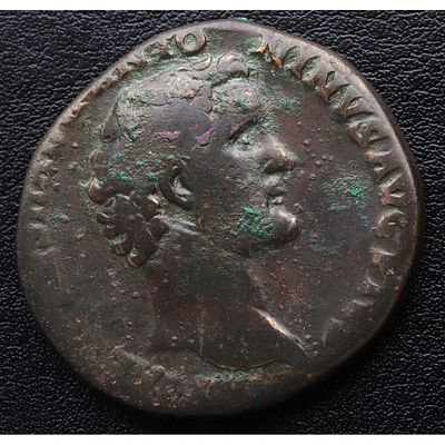 IMPERIO ROMANO - 138-192. Antonino P&iacute;o. Sestercio. Roma. Ae. MBC- / BC+