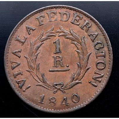 ARGENTINA. 1840 - 1 Real. Buenos Aires. Cu. EBC-