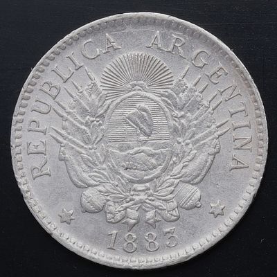 ARGENTINA. 1883 - 10 Centavos. Ag. EBC-