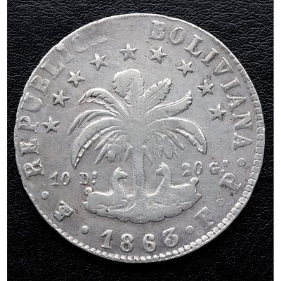 BOLIVIA. 1863 - Ocho Soles. Ag. MBC+