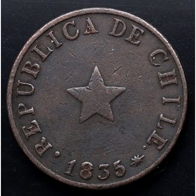 CHILE. 1835 - Medio Centavo. Cu. MBC / MBC+