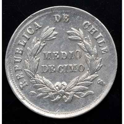 CHILE. 1878 - Medio D&eacute;cimo. Ag. EBC