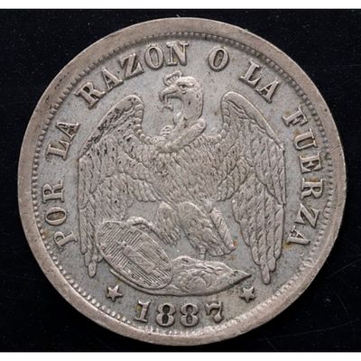 CHILE. 1887 - Medio D&eacute;cimo. Ag. MBC+
