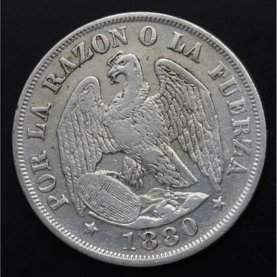 CHILE. 1880 - 20 Centavos. Ag. MBC+