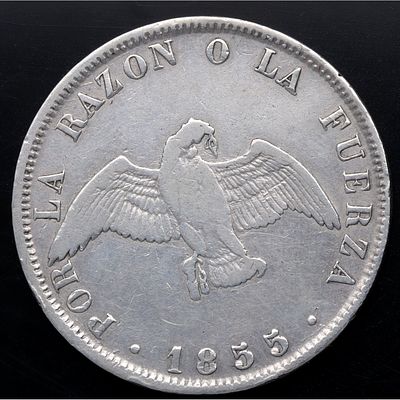 CHILE. 1855 - 50 Centavos. Ag. MBC