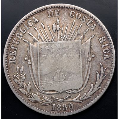 COSTA RICA. 1880 - 50 Centavos. Ag. MBC+