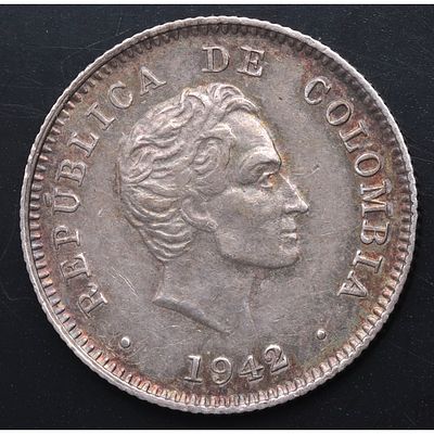 COLOMBIA. 1942 - 10 Centavos. Ag. EBC-