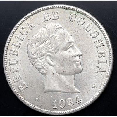 COLOMBIA. 1934 - 50 Centavos. Ag. EBC+