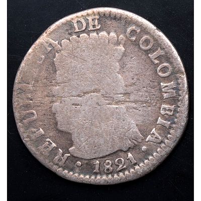 COLOMBIA. 1821 - 1 Real. Ag. MBC / MBC+