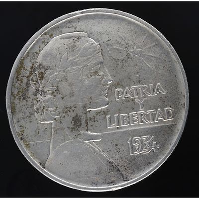 CUBA. 1934 - 1 Peso. Ag. MBC+