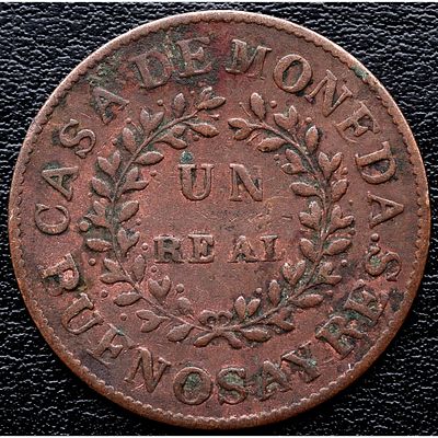 ARGENTINA. 1840 - 1 Real. Cu. Buenos Aires. MBC