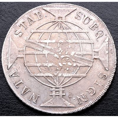BRASIL. 1818. R - 960 Reis (sobre 8 reales Potos&iacute;). R&iacute;o de Janeiro. Ag. 900 mls. MBC+