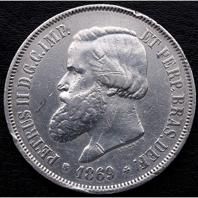 BRASIL. 1869 - 2000 Reis. Ag. 900 mls. MBC