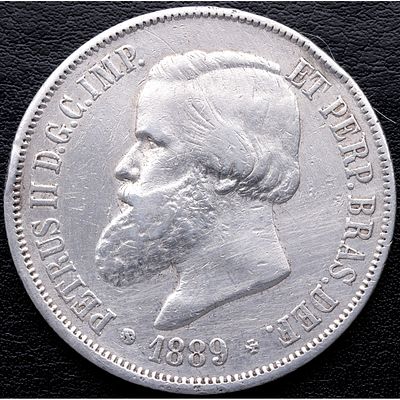 BRASIL. 1889 - 2000 Reis. Ag. 900 mls. MBC+