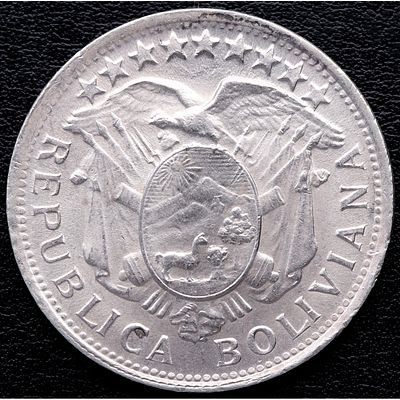 BOLIVIA. 1900 - 50 Centavos. Ag. 900 mls. SC-