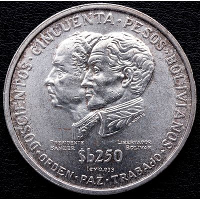 BOLIVIA. 1975 - 250 Pesos. Ag. SC-
