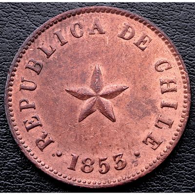 CHILE. 1853 - &frac12; Centavo. Cu. SC-