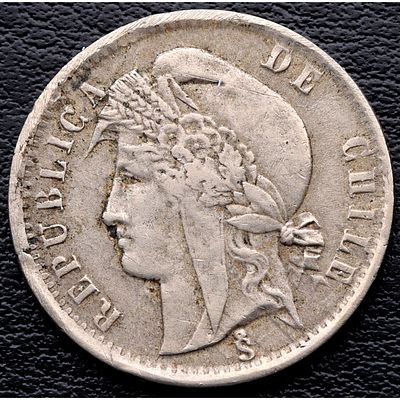 CHILE. 1872 - &frac12; Centavo. Ag. EBC-