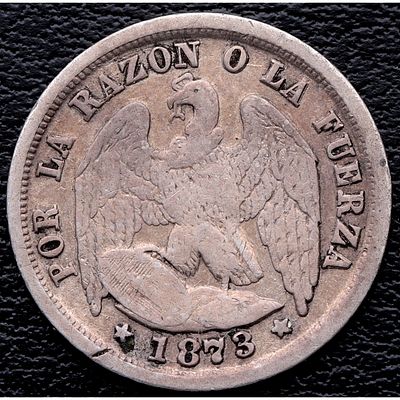 CHILE. 1873 - &frac12; D&eacute;cimo. Ag. MBC