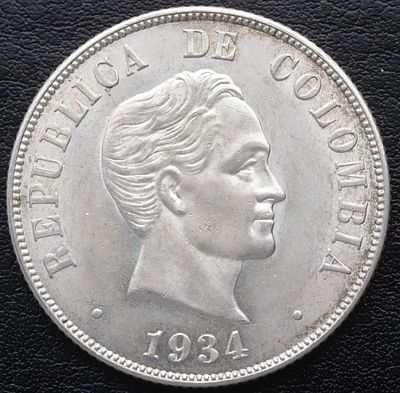 COLOMBIA. 1934 - 50 centavos. Ag. 900 mls. SC-