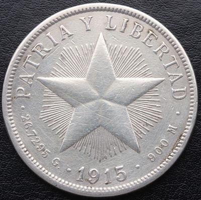 CUBA. 1915 - 1 Peso. Ag. 900 mls. MBC+
