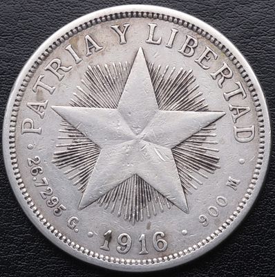 CUBA. 1916 - 1 Peso. Ag. 900 mls. MBC+