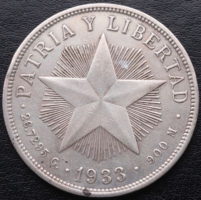 CUBA. 1933 - 1 Peso. Ag. 900 mls. MBC+