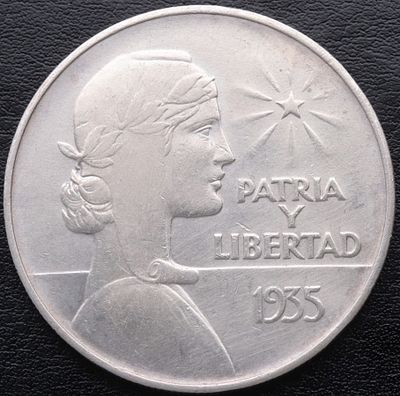CUBA. 1935 - 1 Peso. Ag. 900 mls. EBC-