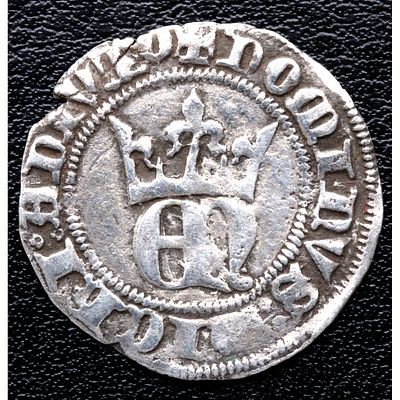 MONEDA MEDIEVAL. Castilla y Le&oacute;n - &frac12; Real. 1373. MBC. Ag. Burgos. Enrique II
