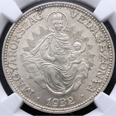 MONEDAS EXTRANJERAS - 1932. Hungr&iacute;a. 2 Pengo. BP. Ag. SC