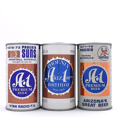 A-1 Beer Lot of 3 Including 2 Sport Schedule Cans. Brewer/Business Name: National Brewing Co. 