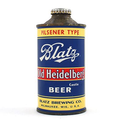 Blatz Old Heidelberg Castle Pilsener Type Beer Cone Top 153-20. Brewer/Business Name: Blatz 