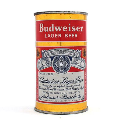 Budweiser Lager Beer Flat Top 2-CITY ST LOUIS 44-8. Brewer/Business Name: Anheuser-Busch Inc. 