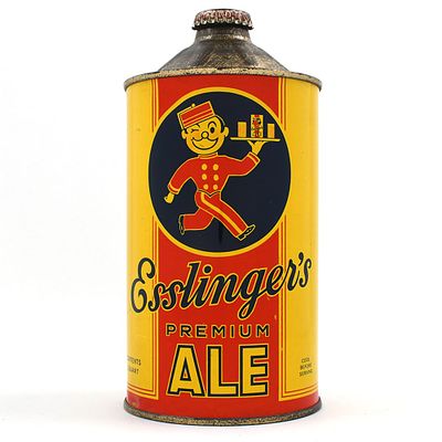 Esslingers Premium Ale Quart Cone Top 208-10 OUTSTANDING. Brewer/Business Name: Esslingers Inc. 