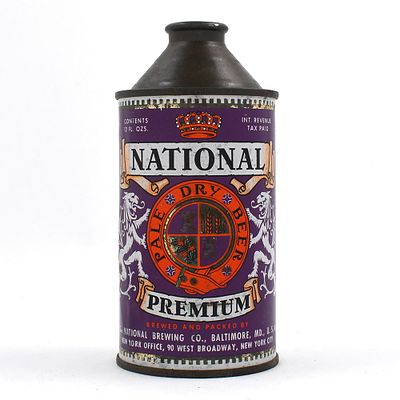 National Premium Pale Dry Beer Cone Top 175-1. Brewer/Business Name: National Brewing Co. 