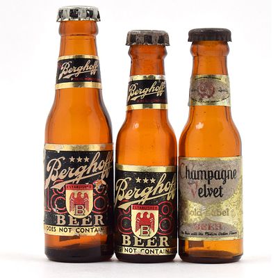 Indiana Mini Bottles Lot of 3 BERGHOFF CHAMPAGNE VELVET. Brewer/Business Name: Multiple 