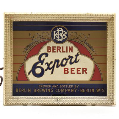 Berlin Export Beer 1940s Neon Back BAr Illuminated Sign LACKNER. Brewer/Business Name: Berlin 