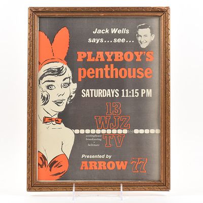 Arrow 77 Beer 1960s WJZ-TV Show Promo Poster PLAYBOY PENTHOUSE. Brewer/Business Name: Globe 