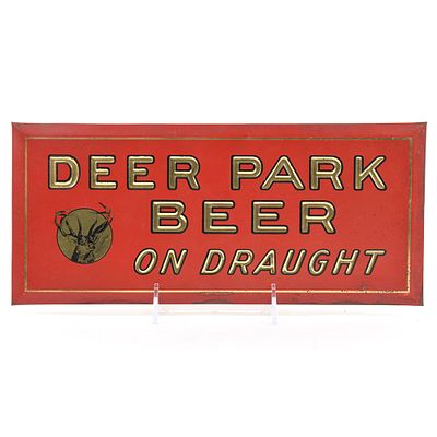 Deer Park Beer ON DRAUGHT 1930s Tin-Over-Cardboard Sign. Brewer/Business Name: Deer Park brewing 