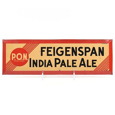 Fiegenspan India Pale Ale 1930s Tin-Over-Cardboard Sign. Brewer/Business Name: Christian 